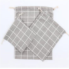 Load image into Gallery viewer, Cotton and Linen Lattice Beam Canvas Drawstring Bag Cosmetic Bag Travel Makeup Case Organizer Women Men Shoes Storage Pouch