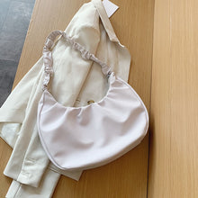 Load image into Gallery viewer, Folds Design PU Leather Shoulder For Women 2020 Summer Luxury Small Handbags Female Travel Hand Bag Purple Half Moon Bag