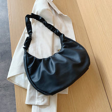 Load image into Gallery viewer, Folds Design PU Leather Shoulder For Women 2020 Summer Luxury Small Handbags Female Travel Hand Bag Purple Half Moon Bag