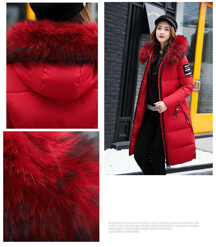 Long Puffer Coats Down Jacket with Fur Plus Size Winter Female Hood for Womens Puffer Coat Woman Trench Regular Sleeve Casual