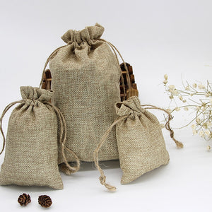 Natural Resuable Jute Linen Travel Bundle Pockets Environmentally Friendly Use Luggage Drawstring Jewelry Christmas Gift Bags