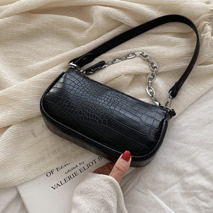 Fashion Crocodile Pattern Baguette bags MINI PU Leather Shoulder Bags For Women 2020 Chain Design Luxury Hand Bag Female Travel