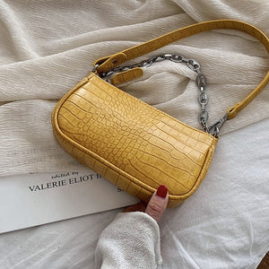 Fashion Crocodile Pattern Baguette bags MINI PU Leather Shoulder Bags For Women 2020 Chain Design Luxury Hand Bag Female Travel