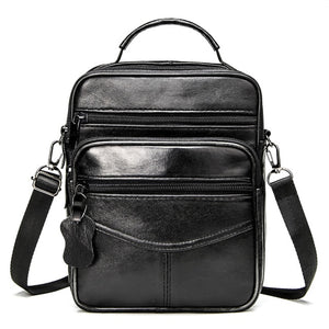 Genuine Leather Male's Crossbody Bag Casual Business Leather Men's Messenger Bag Vintage Men Big Bag Zipper Shoulder Handbags