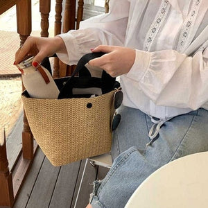 Vento Marea Women Straw Bag For Beach 2020 Bohemian Style Small Totes Knitting Summer Purses And Handbags Vacational Bucket Bags