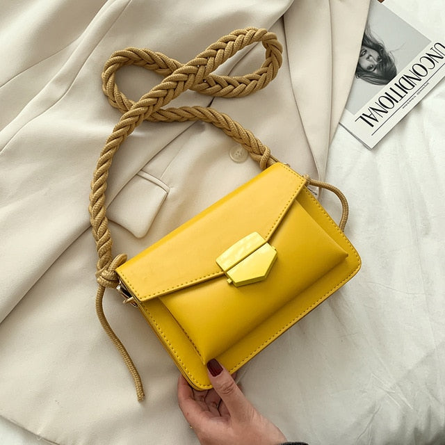 Women Candy Color Crossbody Bags Small Square Shoulder Handbags Female Purse Braided Design Classic Flap Crossbody Shoulder Bag