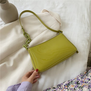 Patent leather Small Armpit Bag For Women 2020 Luxury Simple Chain Design Shoulder Handbags Female Travel Hand Bag