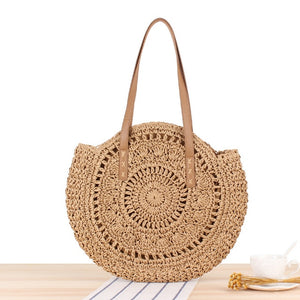 2020 Summer Round Straw Bags for Women Rattan Bag Handmade Woven Beach CrossBody Bag Female Message Handbag Totes